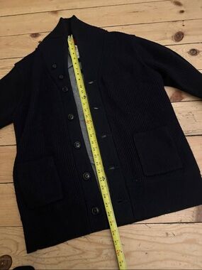 Relwen Men's Navy Shawl Collar Button Cardigan Jacket